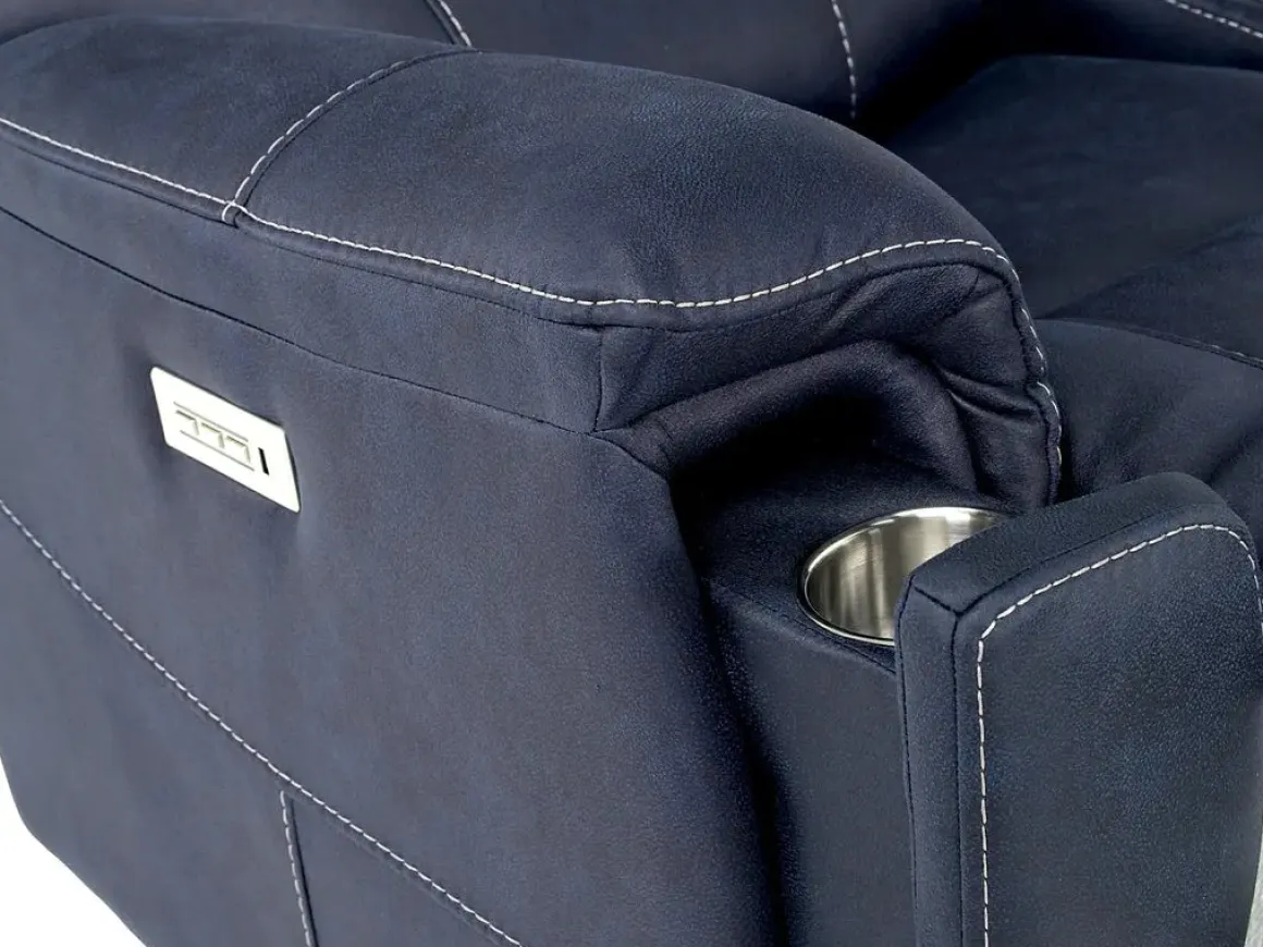 Kingston 3 Power Console Loveseat In Ocean Blue