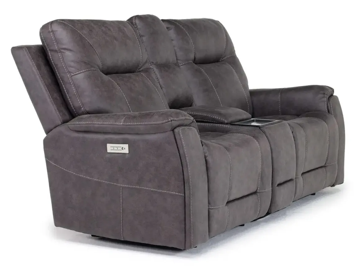 Kingston 3 Power Console Loveseat In Ocean Blue