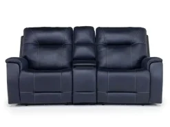 Kingston 3 Power Console Loveseat In Ocean Blue