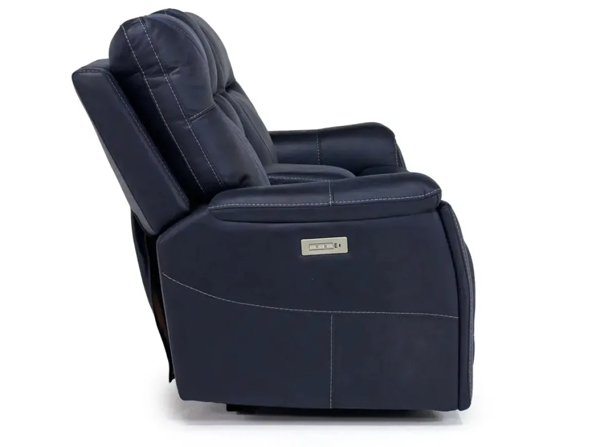 Kingston 3 Power Console Loveseat In Ocean Blue