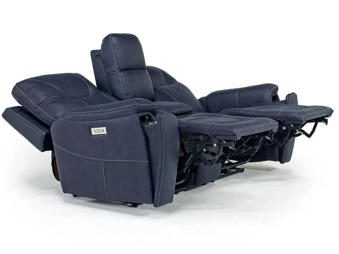 Kingston 3 Power Console Loveseat In Ocean Blue