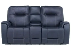 Kingston 3 Power Console Loveseat In Ocean Blue