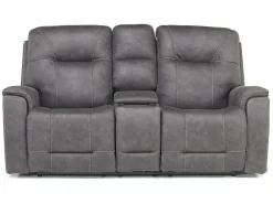 Kingston 3 Power Console Loveseat In Ocean Blue