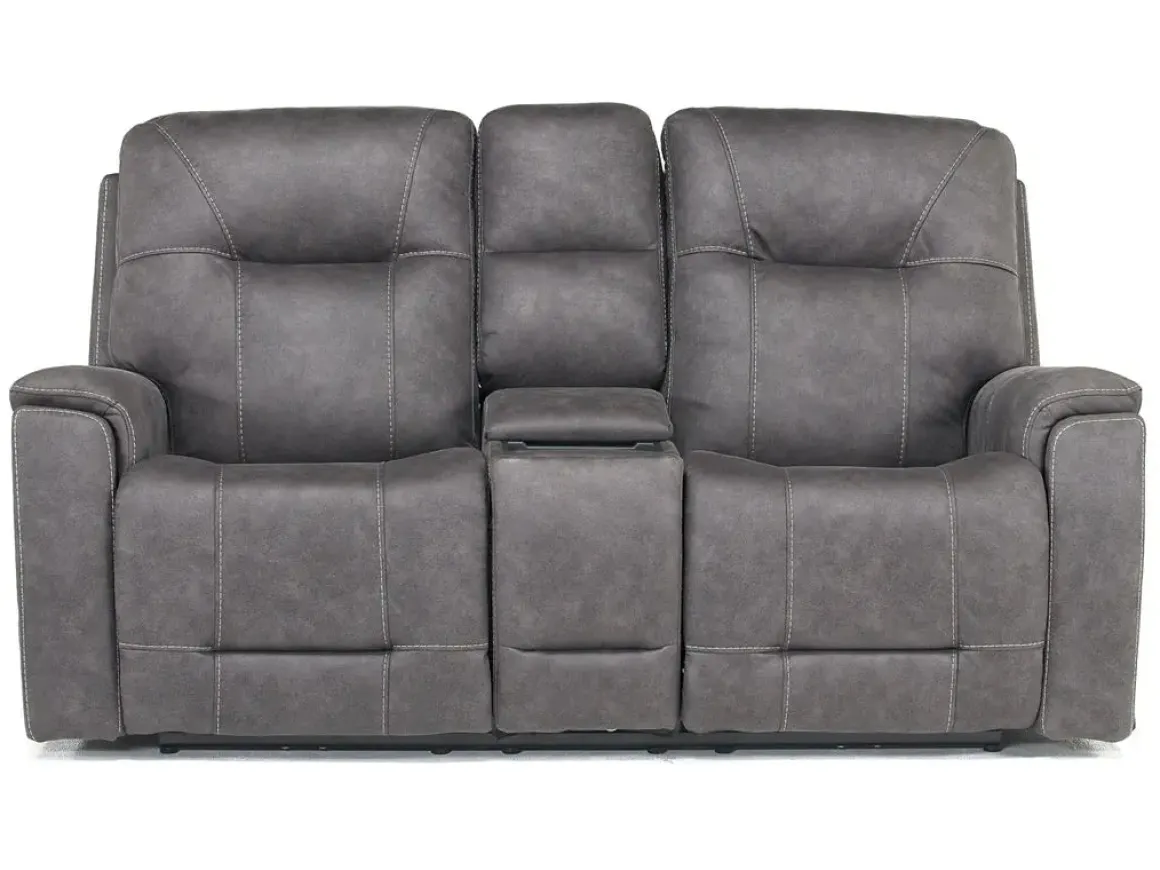 Kingston 3 Power Console Loveseat In Ocean Blue