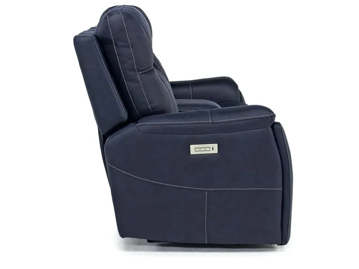 Kingston 3 Power Console Loveseat In Ocean Blue