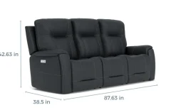 Kingston 3 Power Sofa & Console Loveseat In Ocean Blue