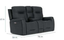 Kingston 3 Power Sofa & Console Loveseat In Ocean Blue