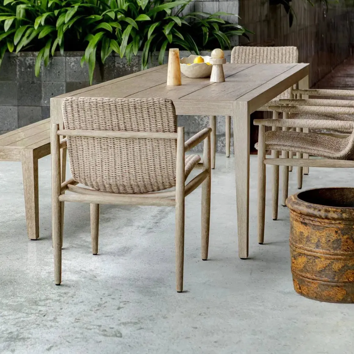 Kirkham Outdoor Dining Table In Brown