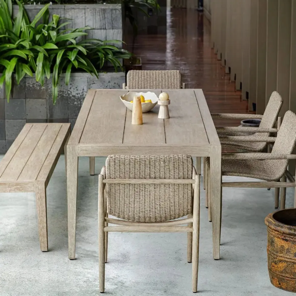 Kirkham Outdoor Dining Table In Brown