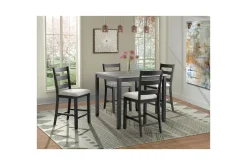 Kona Square Counter Height Dining Table & 4 Stools In Gray