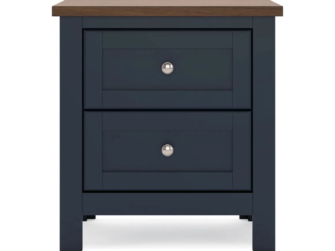 Landocken Panel Bed, Dresser, Mirror & Nightstand In Brown/Blue, Twin
