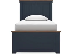 Landocken Panel Bed, Dresser, Mirror & Nightstand In Brown/Blue, Twin