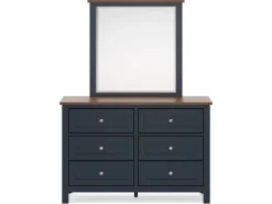 Landocken Panel Bed, Dresser, Mirror & Nightstand In Brown/Blue, Twin