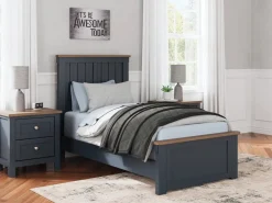 Landocken Panel Bed In Brown/Blue, Twin