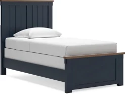 Landocken Panel Bed In Brown/Blue, Twin