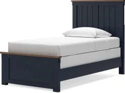 Landocken Panel Bed In Brown/Blue, Twin