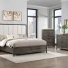 Landon Upholstered Panel Bed W/ Storage, Dresser, Mirror & Nightstand In Walnut, Queen