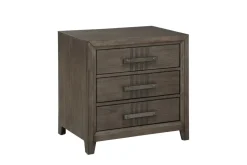 Landon Upholstered Panel Bed W/ Storage, Dresser, Mirror & Nightstand In Walnut, Queen