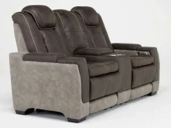 Lantana 2 Power Console Loveseat In Rocky Gray/Brown