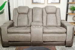 Lantana 2 Power Console Loveseat In Rocky Gray/Brown