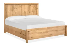 Laramie Panel Bed, Dresser, Mirror & 2 Drawer Nightstand In Honey Wheat, Queen