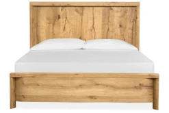 Laramie Panel Bed, Dresser, Mirror & 2 Drawer Nightstand In Honey Wheat, Queen