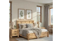 Laramie Panel Bed In Honey Wheat, Queen