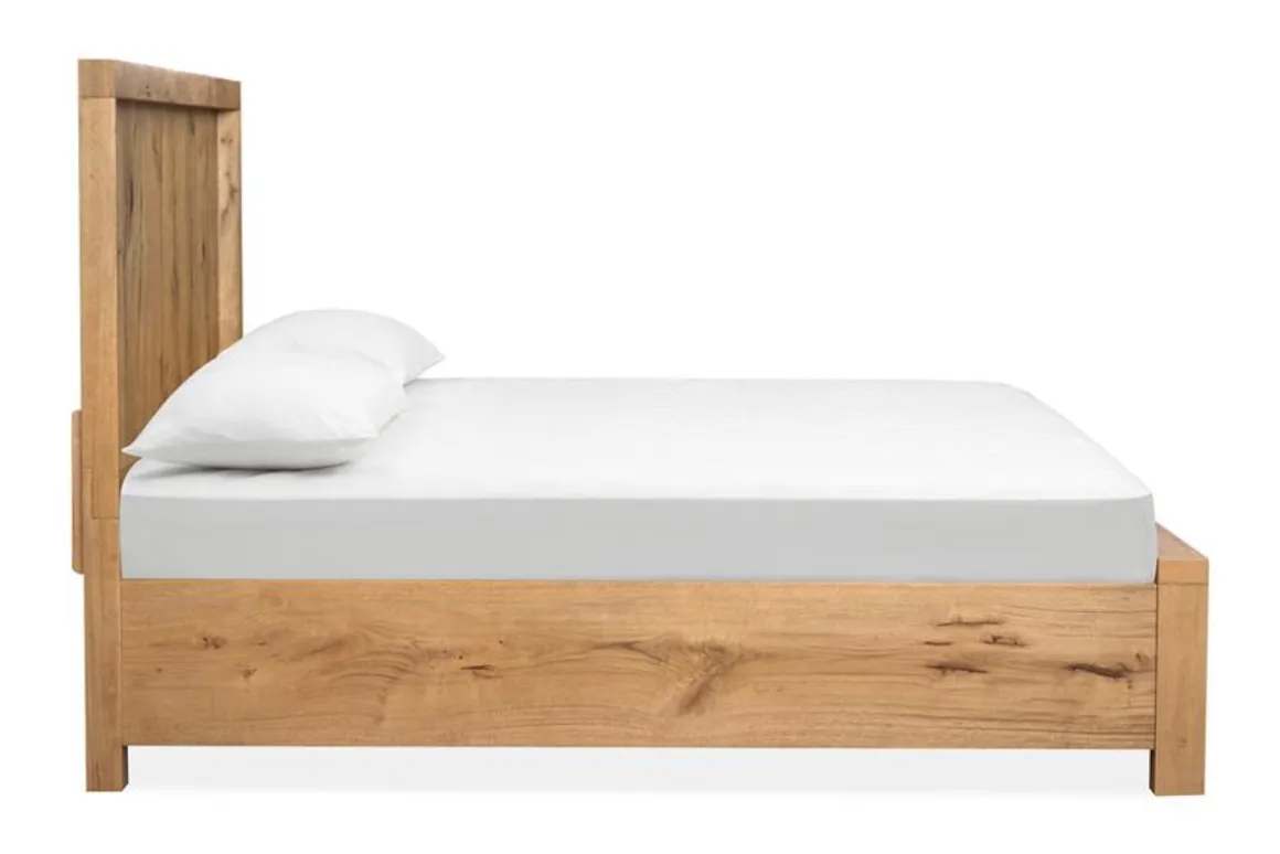 Laramie Panel Bed W/ Storage In Honey Wheat, Queen