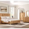 Laramie Panel Bed W/ Storage, Dresser, Mirror & 2 Drawer Nightstand In Honey Wheat, Queen
