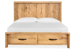 Laramie Panel Bed W/ Storage, Dresser, Mirror & 2 Drawer Nightstand In Honey Wheat, Queen