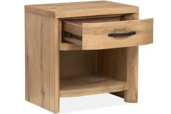 Laramie Panel Bed W/ Storage, Dresser, Mirror & 2 Drawer Nightstand In Honey Wheat, Queen