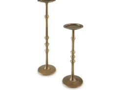 Larwick Candleholders In Antiqued Brass Finish, Set Of 2