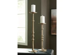 Larwick Candleholders In Antiqued Brass Finish, Set Of 2