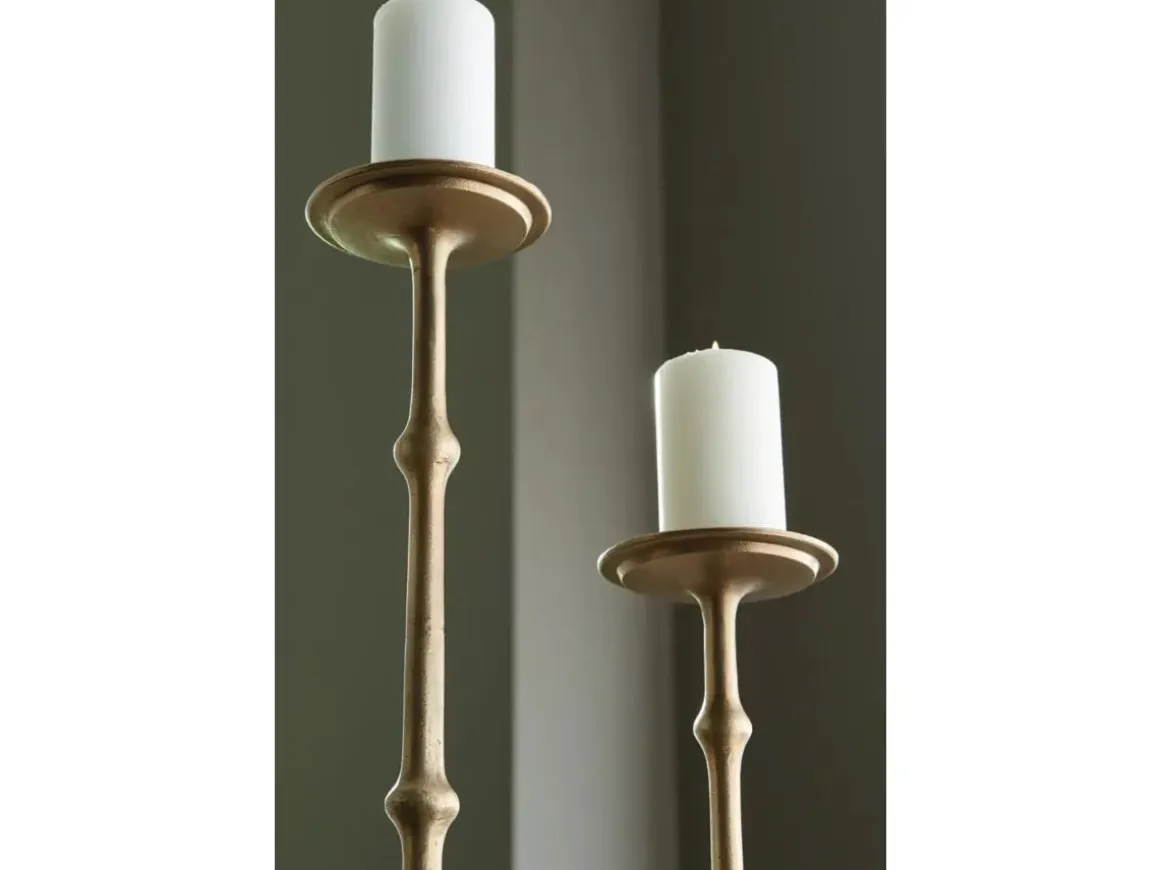 Larwick Candleholders In Antiqued Brass Finish, Set Of 2