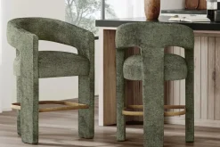 Leslie Upholstered Counter Height Stool In Rust