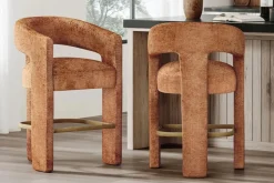 Leslie Upholstered Counter Height Stool In Rust