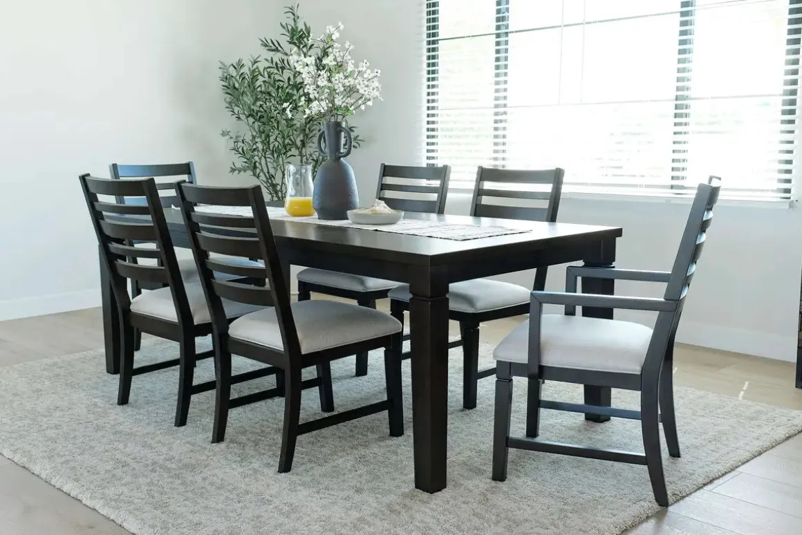 Lincoln Dining Table, 4 Chairs & 2 Arm Chairs In Dark Espresso