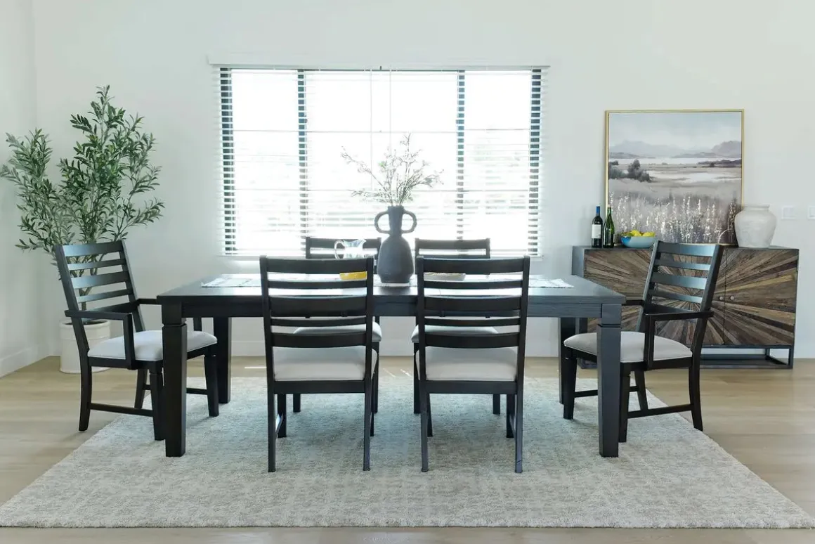 Lincoln Dining Table, 4 Chairs & 2 Arm Chairs In Dark Espresso