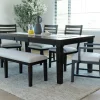 Lincoln Dining Table, 2 Chairs, 2 Arm Chairs & Bench In Dark Espresso
