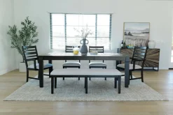 Lincoln Dining Table, 2 Chairs, 2 Arm Chairs & Bench In Dark Espresso