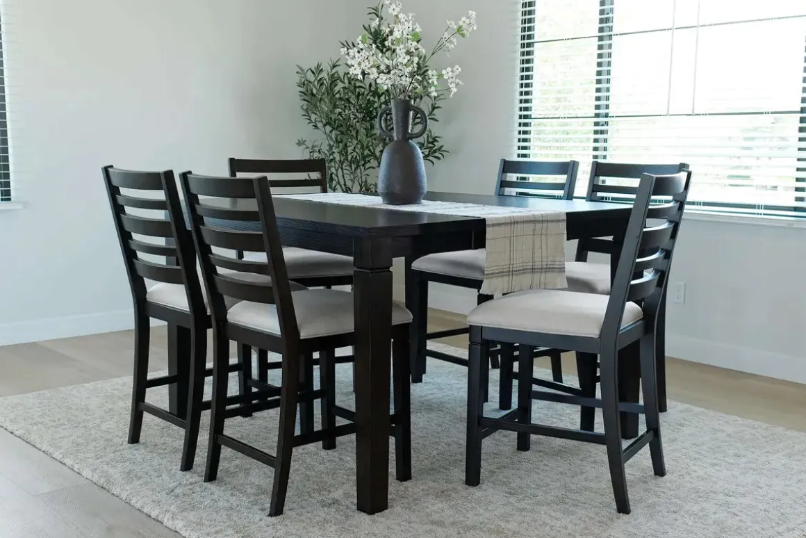 Lincoln Square Counter Height Dining Table & 6 Stools In Dark Espresso