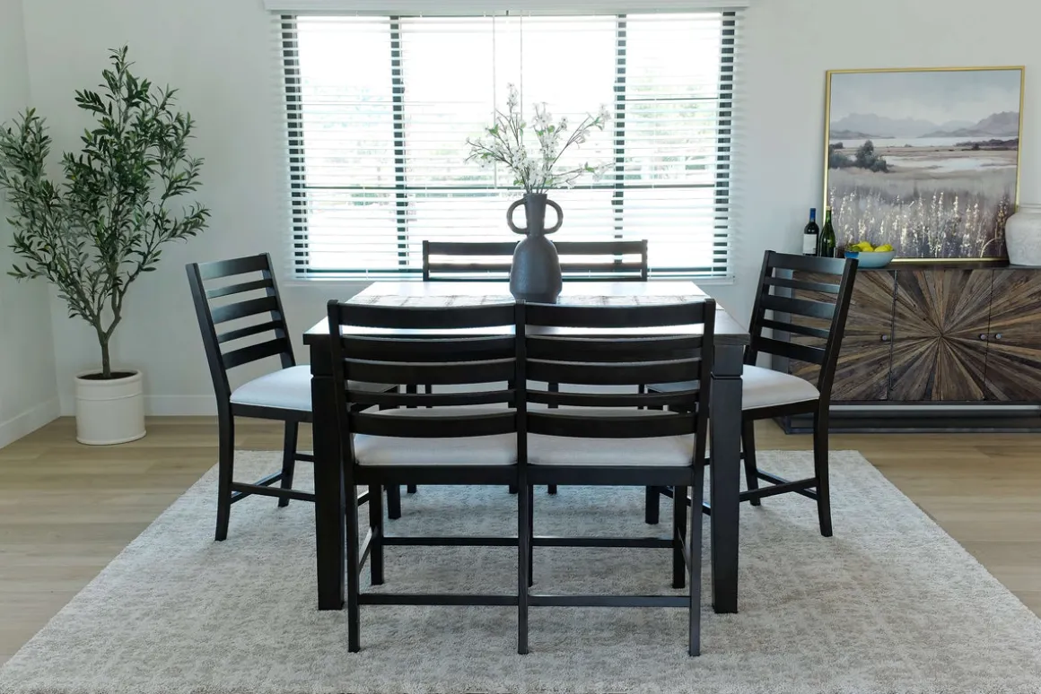 Lincoln Square Counter Height Dining Table, 4 Stools & Bench In Dark Espresso