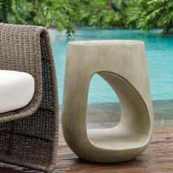 Lithos Outdoor Accent Table In Gray