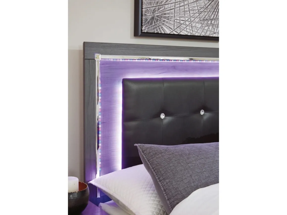 Lodanna Panel Bed, Dresser, Mirror & Nightstand In Gray