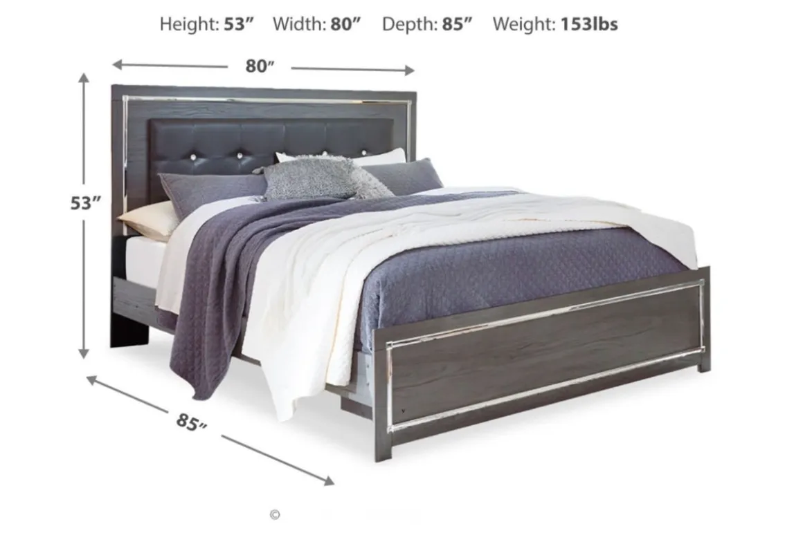 Lodanna Panel Bed, Dresser, Mirror & Nightstand In Gray