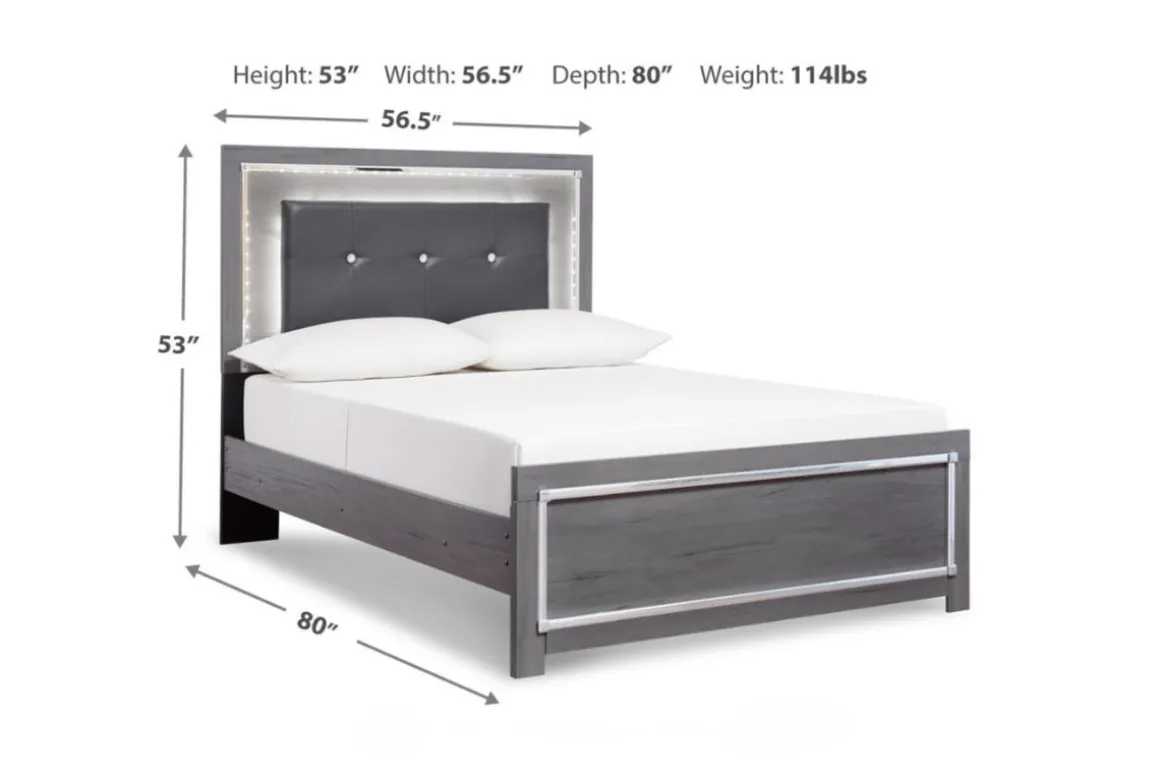 Lodanna Panel Bed, Dresser, Mirror & Nightstand In Gray