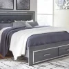 Lodanna Panel Bed W/ Storage In Gray, Full