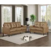 Lois Sofa & Loveseat In Camel Brown