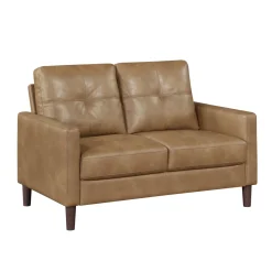 Lois Sofa & Loveseat In Camel Brown