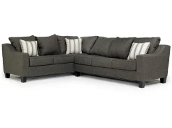 Lucy Tux Queen Sleeper Sectional W/ Mattress In Splash Charcoal, Left Facing